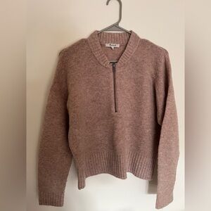 Madewell Women's Pink Knitted Quarter Zip Sweater